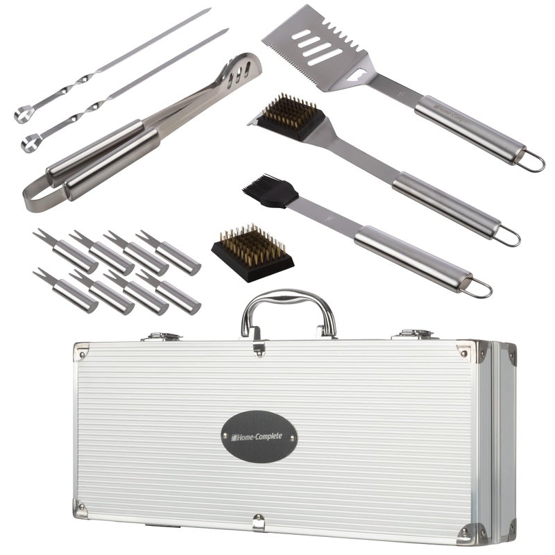 Home-Complete 16-Piece BBQ Grill Accessories Set - Barbecue Tool Kit with Aluminum Case for Home Grilling - Great Gift for Birthday or Fatherâ€™s Day by Home-Complete - Image 2